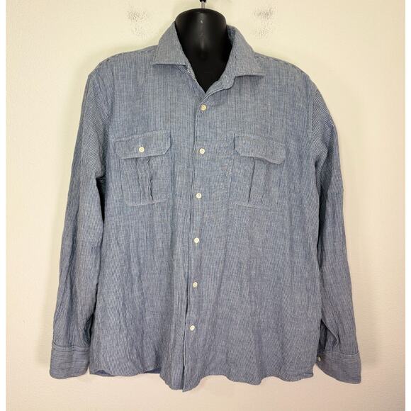 Peter Millar Shirt Japanese Cotton Denim Norm Core Preppy, 2XL - Picture 1 of 8